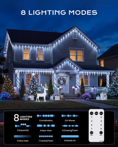 Brightown 100 LED icicle tubes provide bright, even glow on a home façade
