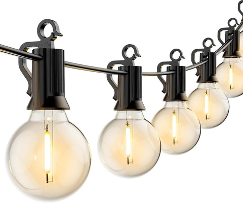 Brightown outdoor LED string lights at 55ft length with warm glow for patio