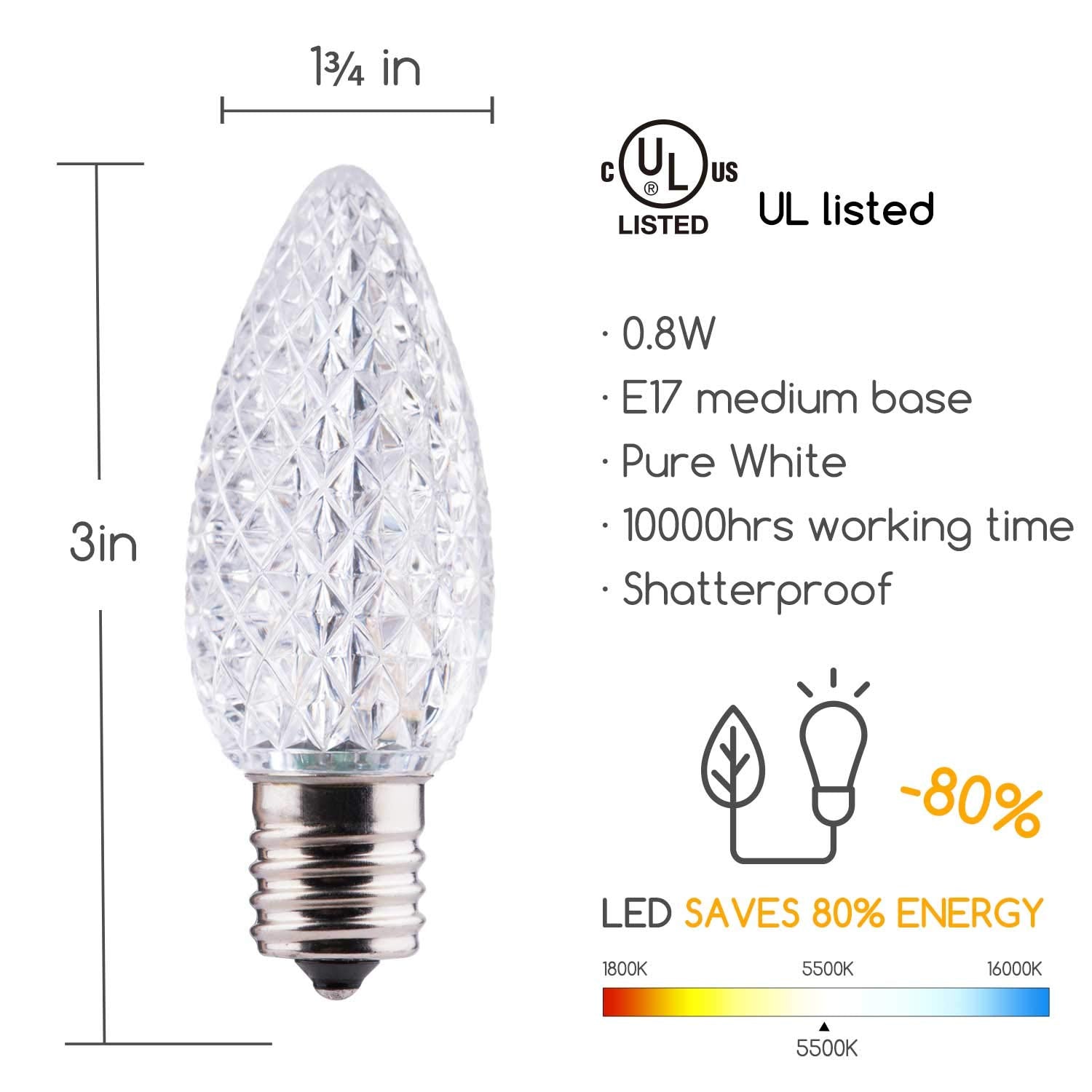 Brightown bulbs offer up to 60,000 hours of long-lasting illumination.