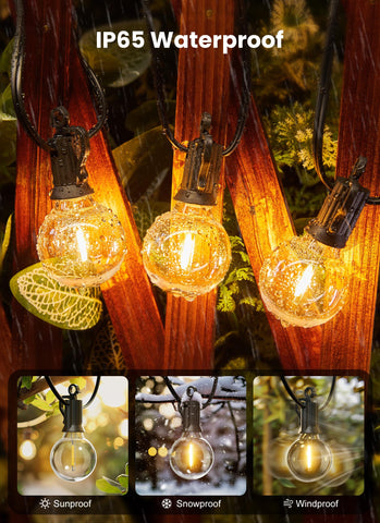 Brightown lights hanging setup ready for patio ambiance and easy installation.