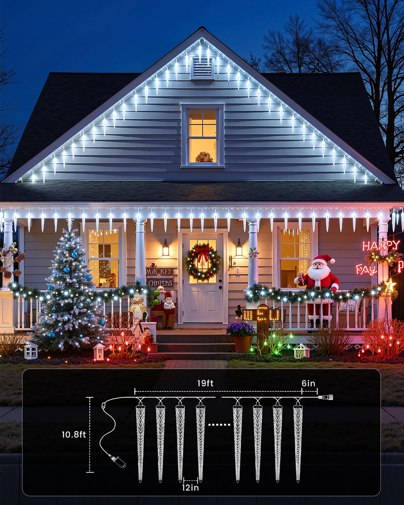 Brightown meteor shower icicle lights with 20 tubes for dramatic outdoor display