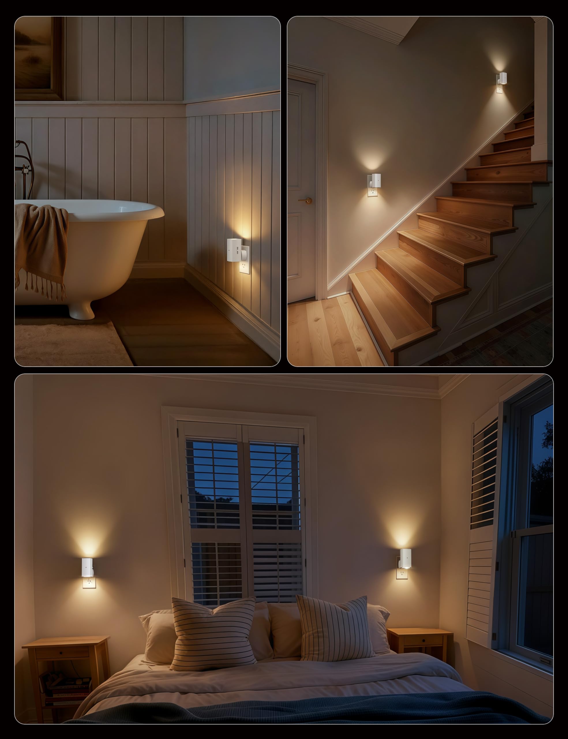 Brightown night light rotates 90 degrees to fit different outlet orientations
