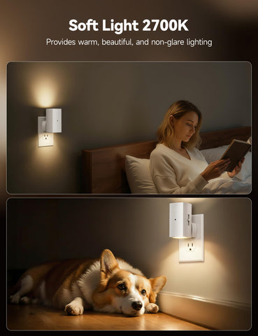 Brightown night light features an anti glare lampshade for eye comfort