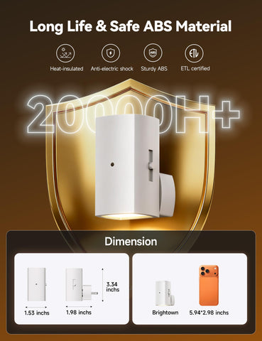 Brightown flexible plug design fits vertical or horizontal outlets
