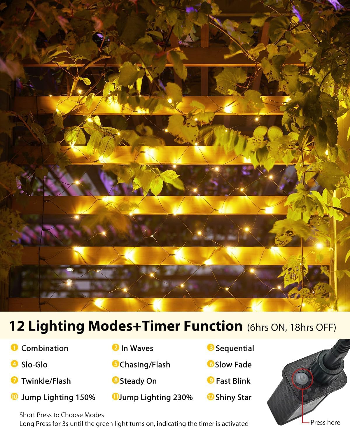 Brightown outdoor mesh lights wrapped around a tree for festive illumination.