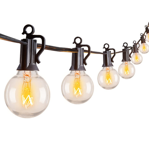 Brightown outdoor string light 55ft in black creates warm ambiance for patios and backyards.