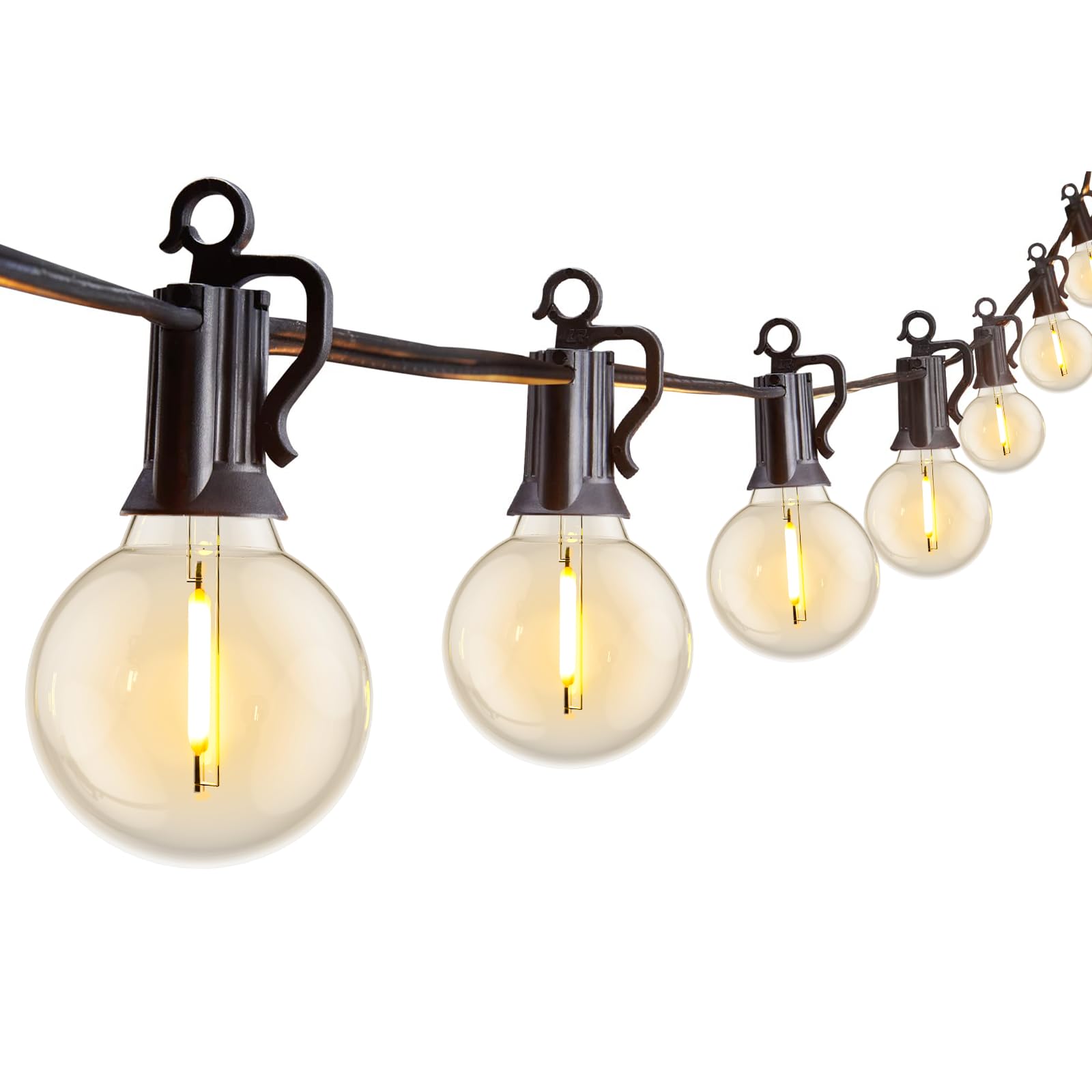 Brightown outdoor string lights with G40 LED bulbs create warm patio ambience.