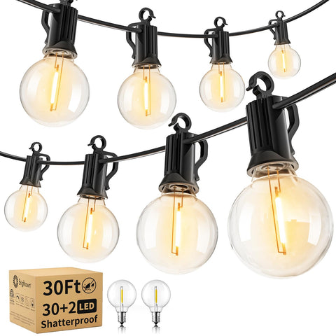 Brightown outdoor string lights with 30ft globe bulbs for vibrant backyard ambiance