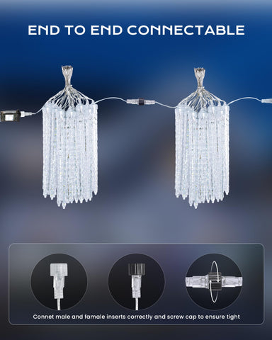 Brightown outdoor tree icicle light display enhances garden ambiance
