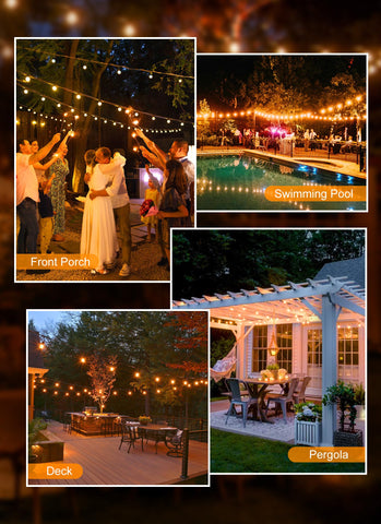 Brightown patio scene with dimmed glow for cozy evening gatherings.