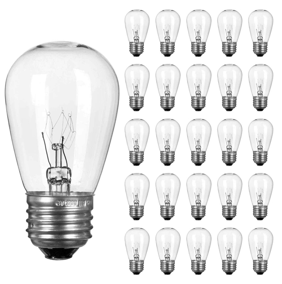 Brightown S14 11W outdoor bulb with clear glass for patio lighting, durable.