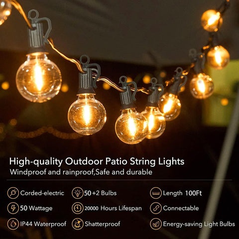 Brightown shatterproof plastic bulbs for safe, long-lasting patio lighting.