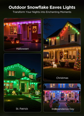 Brightown snowflake lights with 80-plus modes for versatile looks.