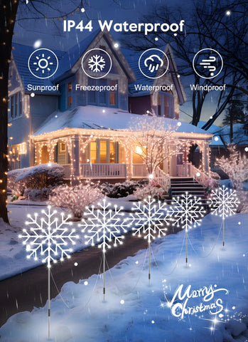 Brightown Snowflake Lights easy-install stakes for quick, flexible setup