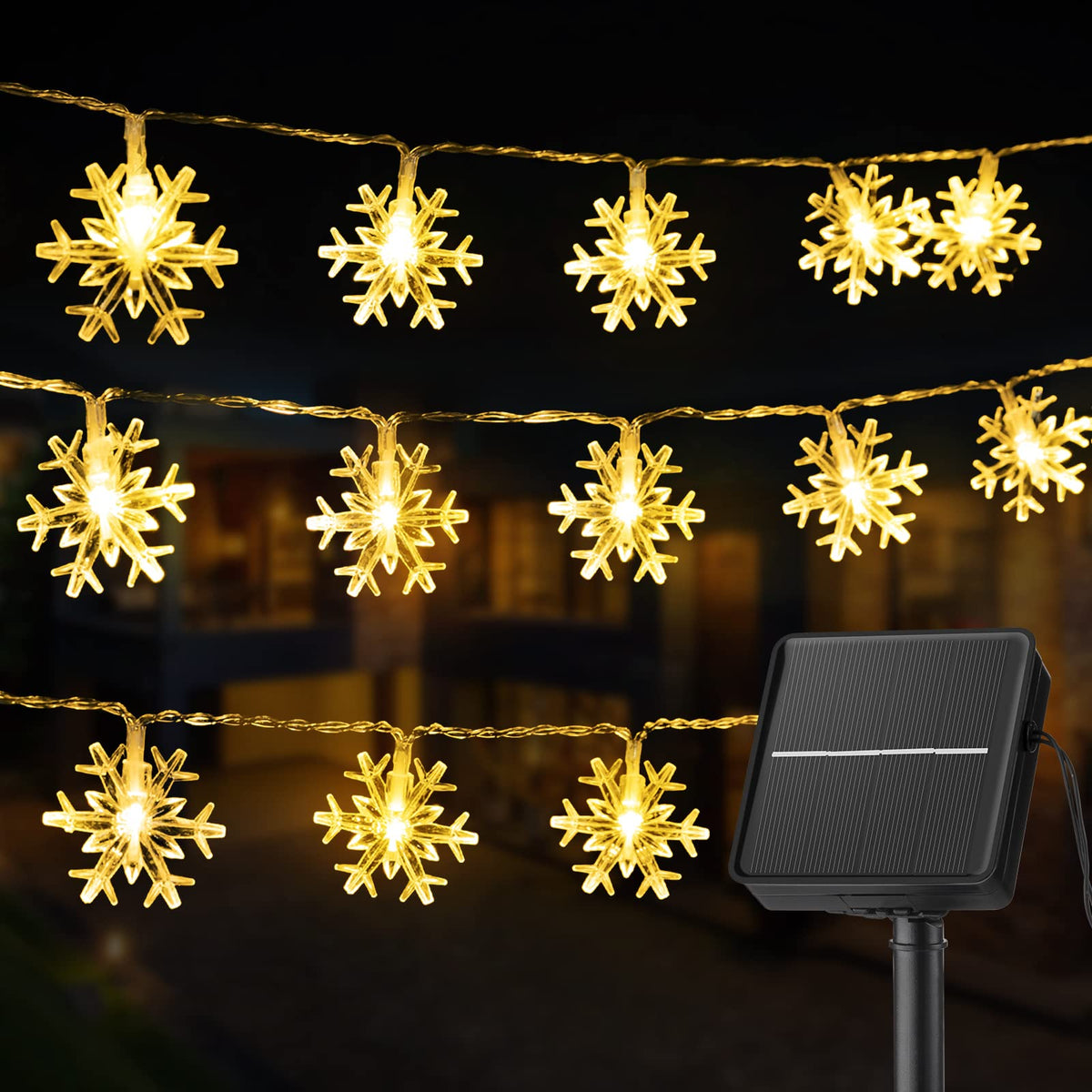 Brightown snowflake string with 100 LED for outdoor festive ambience.
