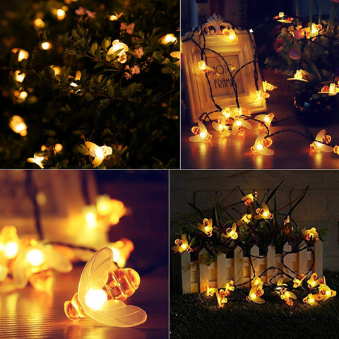 Brightown bee lights with lifelike bee shapes add garden charm.