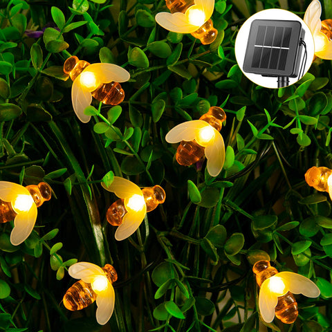 Brightown solar bee string lights, 31ft long, create vibrant outdoor ambiance.