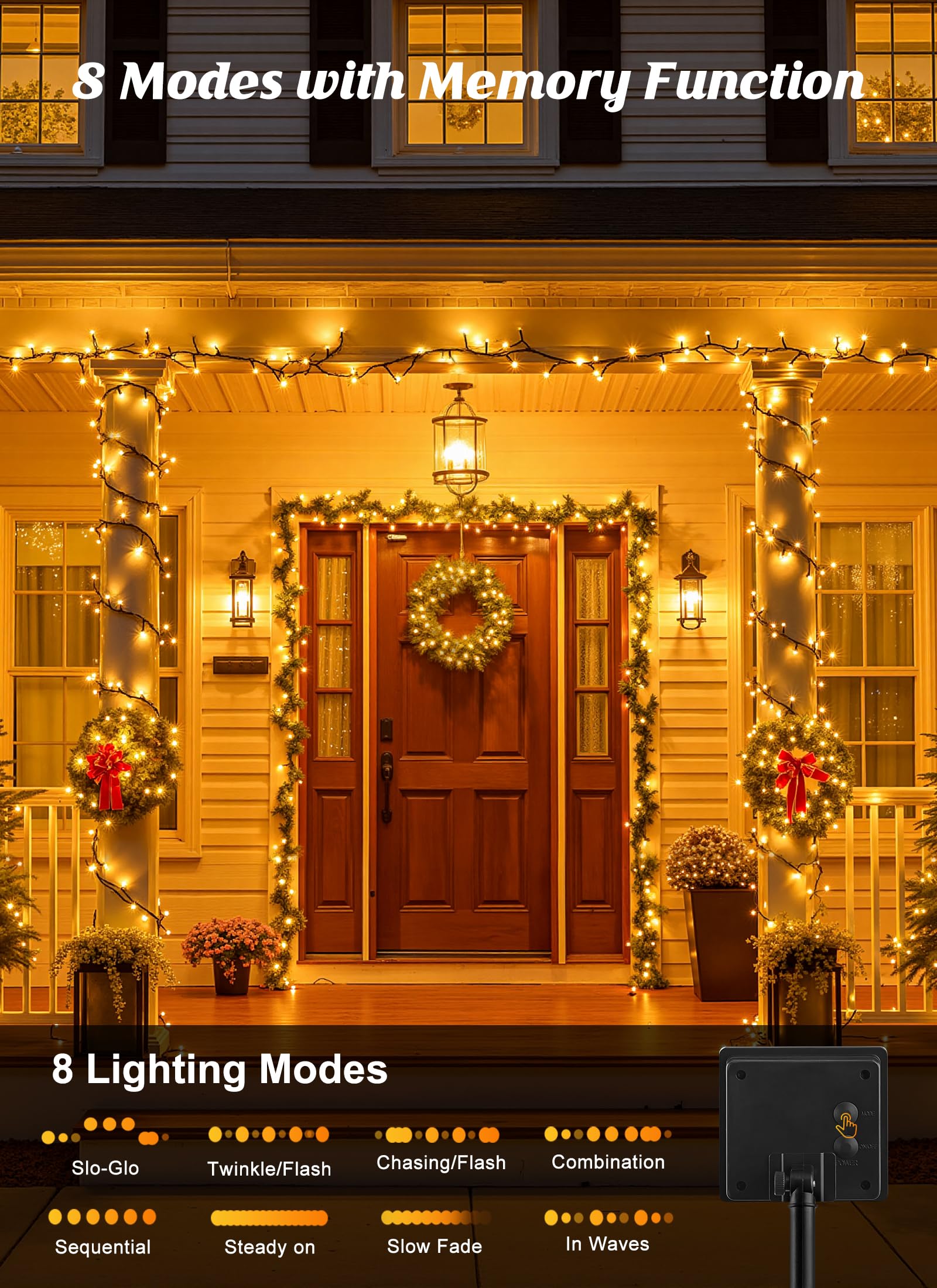 Brightown outdoor solar string lights IP65 weatherproof for year-round garden decor.