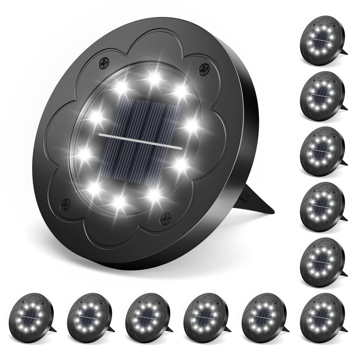 Brightown solar light ground stake illuminating a pathway with energy-efficient glow.