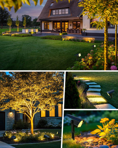 Brightown lights illuminate driveways with warm, inviting glow