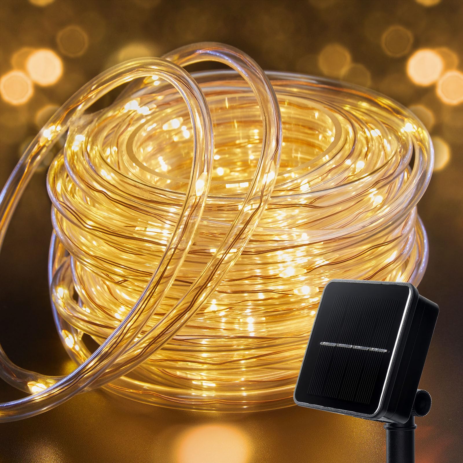 Brightown Solar Rope Lights on a tree add twinkling outdoor ambiance