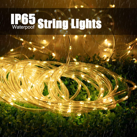Brightown rope lights along a fence provide weatherproof edge lighting