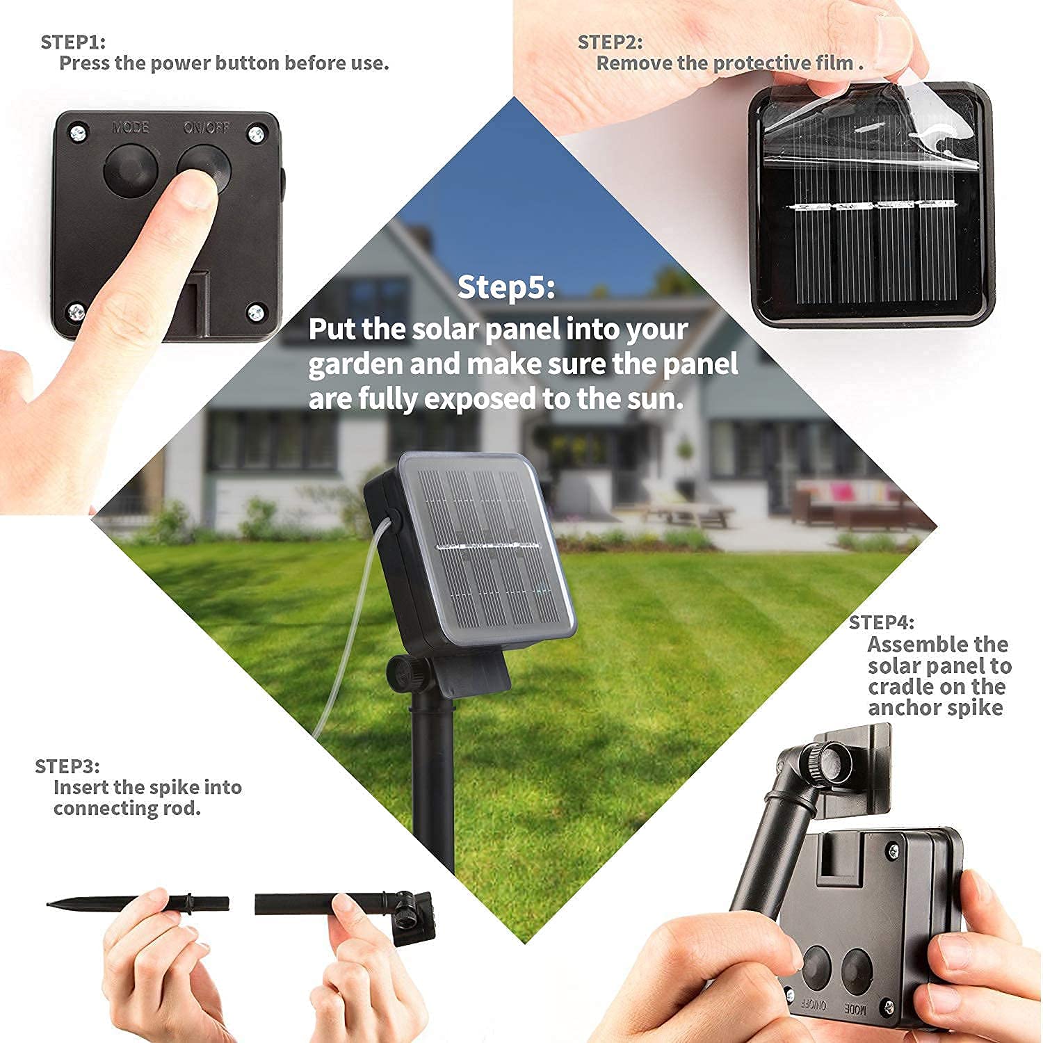 Energy-saving solar powered lights powering outdoor ambience.