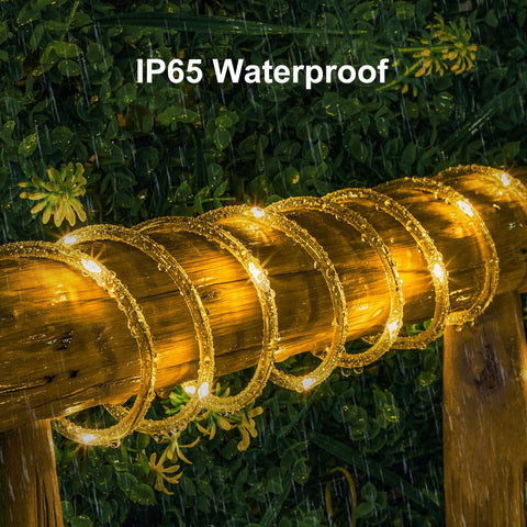 IP65 waterproof rope lights endure rain for outdoor use.