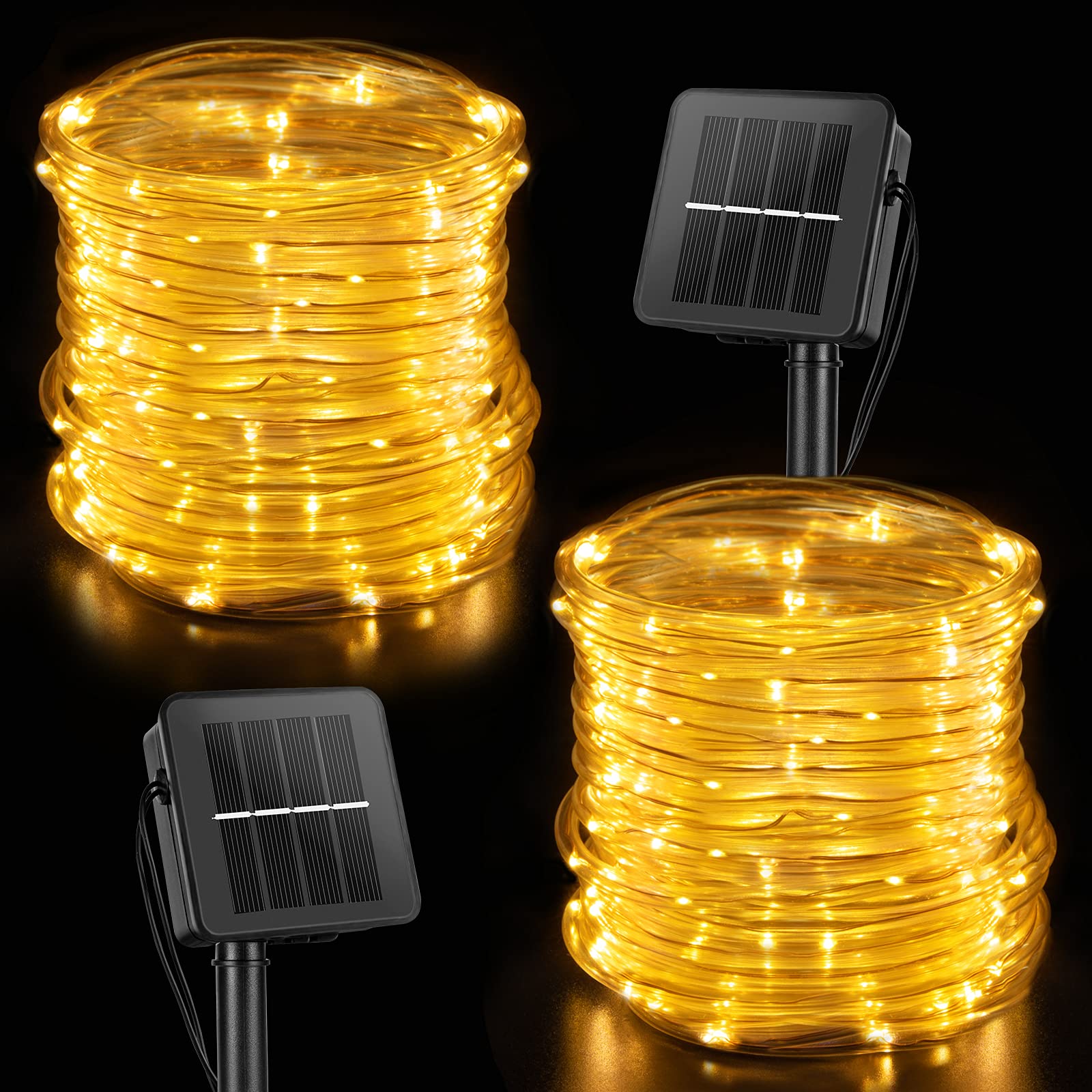 Brightown warm-white patio glow from compact rope lights.