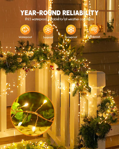 Brightown solar string lights along garden path creating subtle ambience