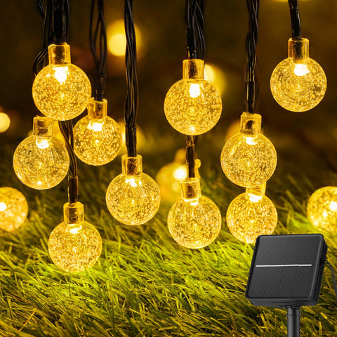 Brightown solar string lights 60 LED 36ft with a warm glow for outdoor spaces