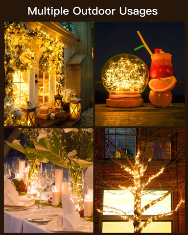 Brightown solar string lights for tree wrapping add festive highlights on branches.