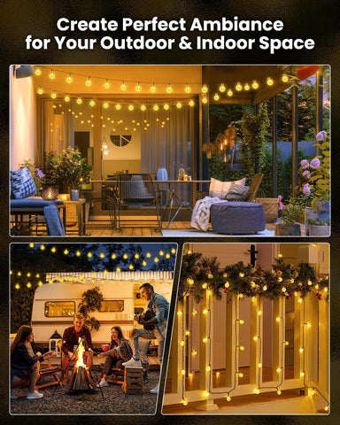 Brightown solar string lights with auto on/off saves energy and simplifies use.