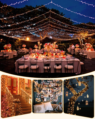 Brightown Christmas decor with solar string lights adds festive warmth.
