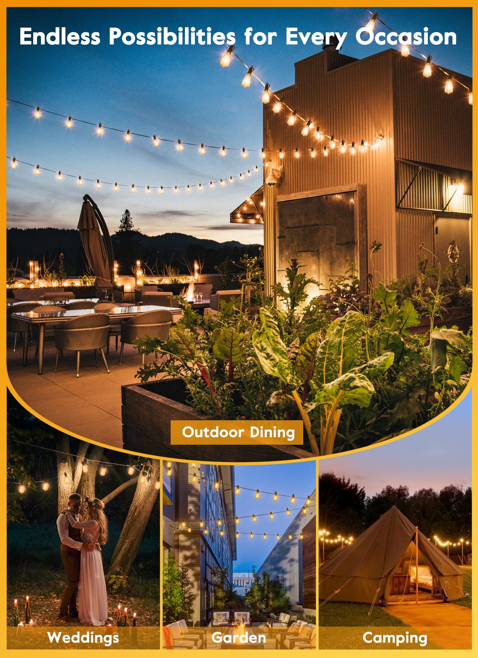 Brightown solar string lights remote control for easy mood settings