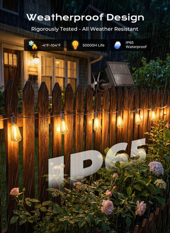 Brightown remote-controlled lights offering adjustable brightness for patio ambiance.