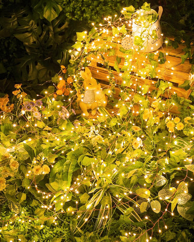 Brightown solar string lights on patio for wedding decor with warm glow