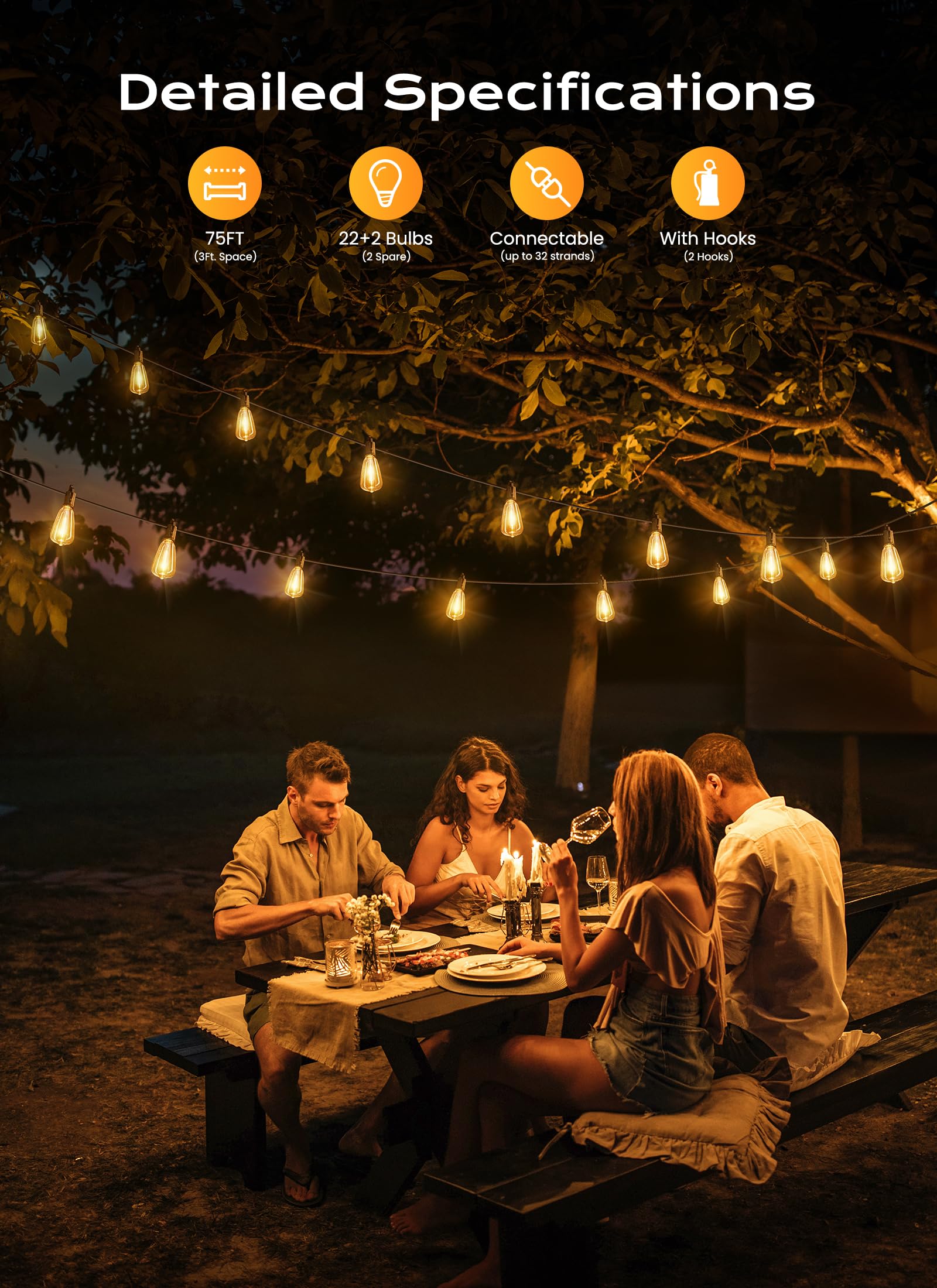 Brightown ST38 LED bulbs close-up showing shatterproof design for outdoor use.