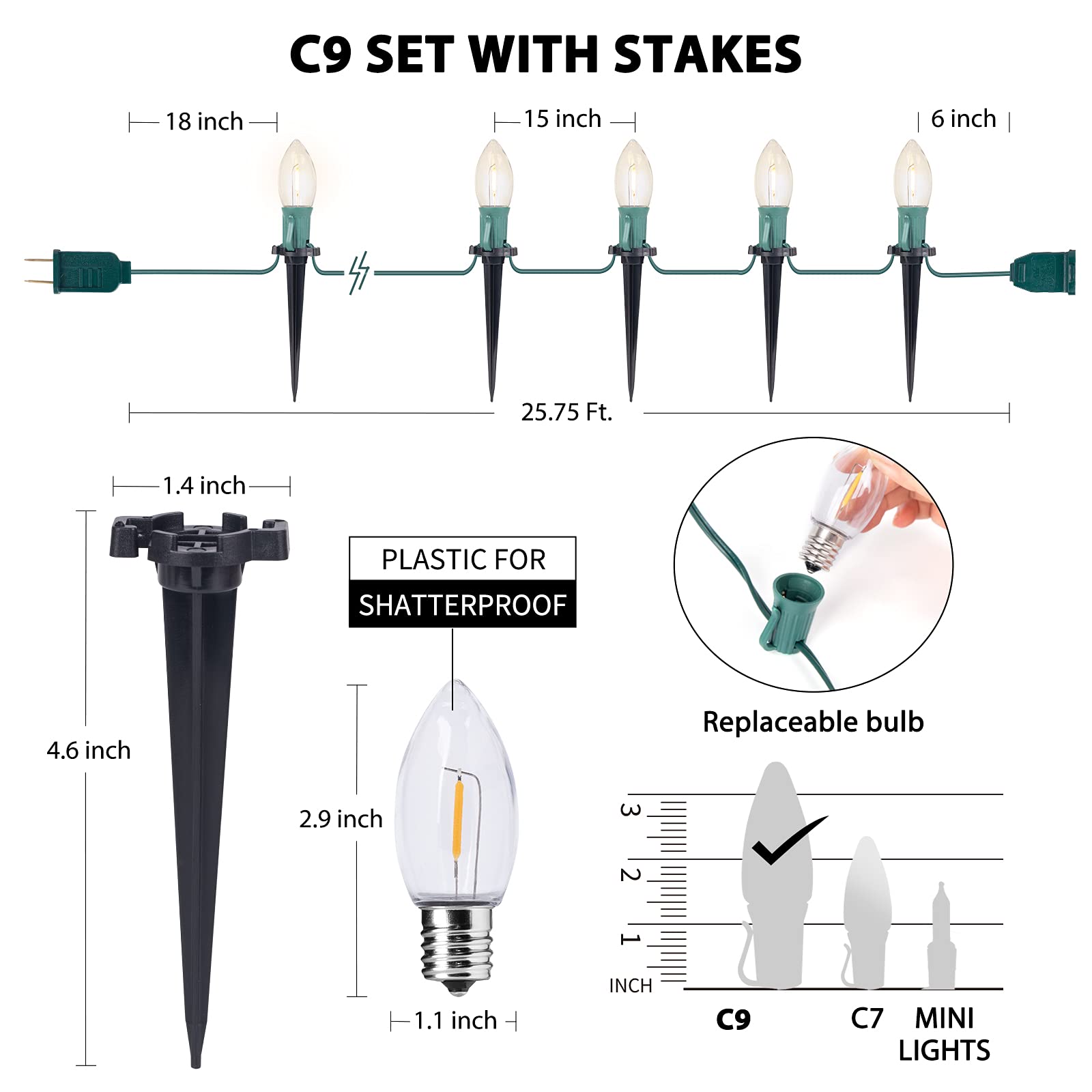 Brightown stake anchors secure the lights along pathways for stable outdoor setup.