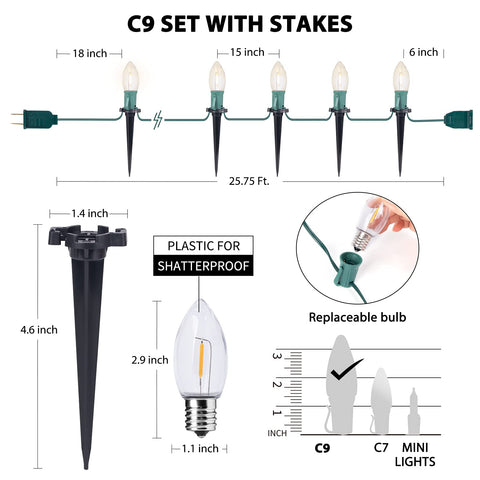 Brightown stake anchors secure the lights along pathways for stable outdoor setup.