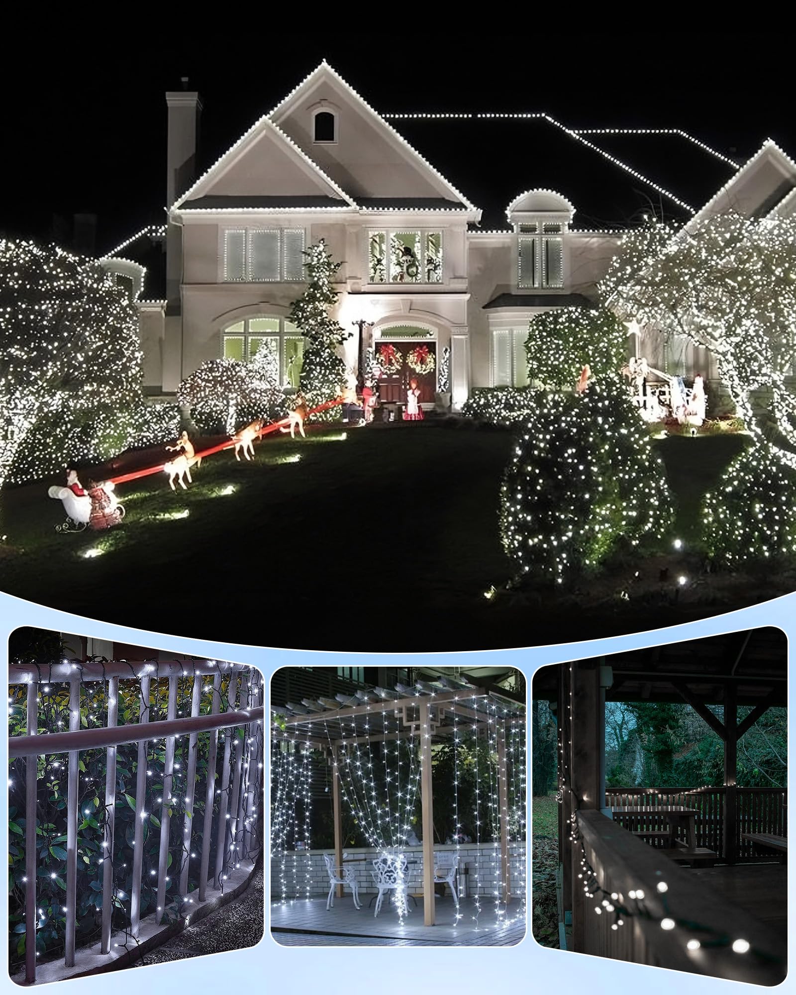 Brightown tree-garland-illumination enhances yard trees with soft glow.