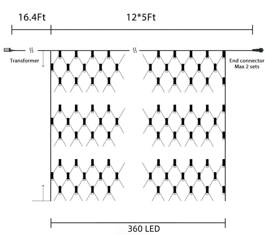 Brightown easy-install net lights install quickly along bushes and fences.
