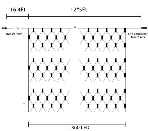 Brightown easy-install net lights install quickly along bushes and fences.