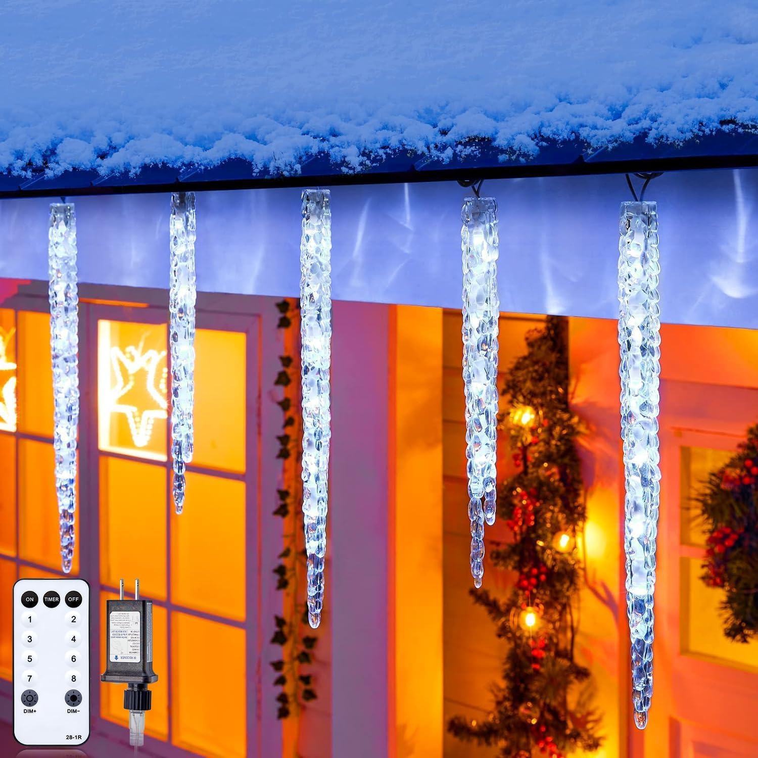 Brightown UL-certified icicle lights with built-in fuses for safety