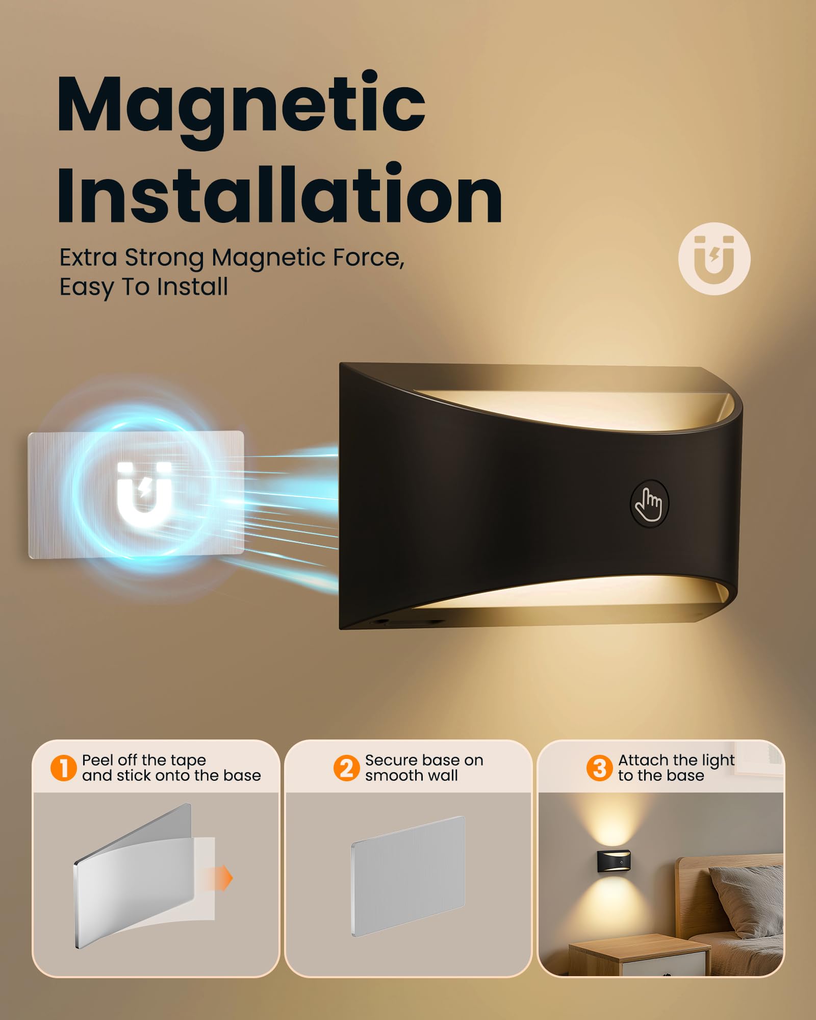 Brightown wall sconce color temperature demo showing warm to cool light.