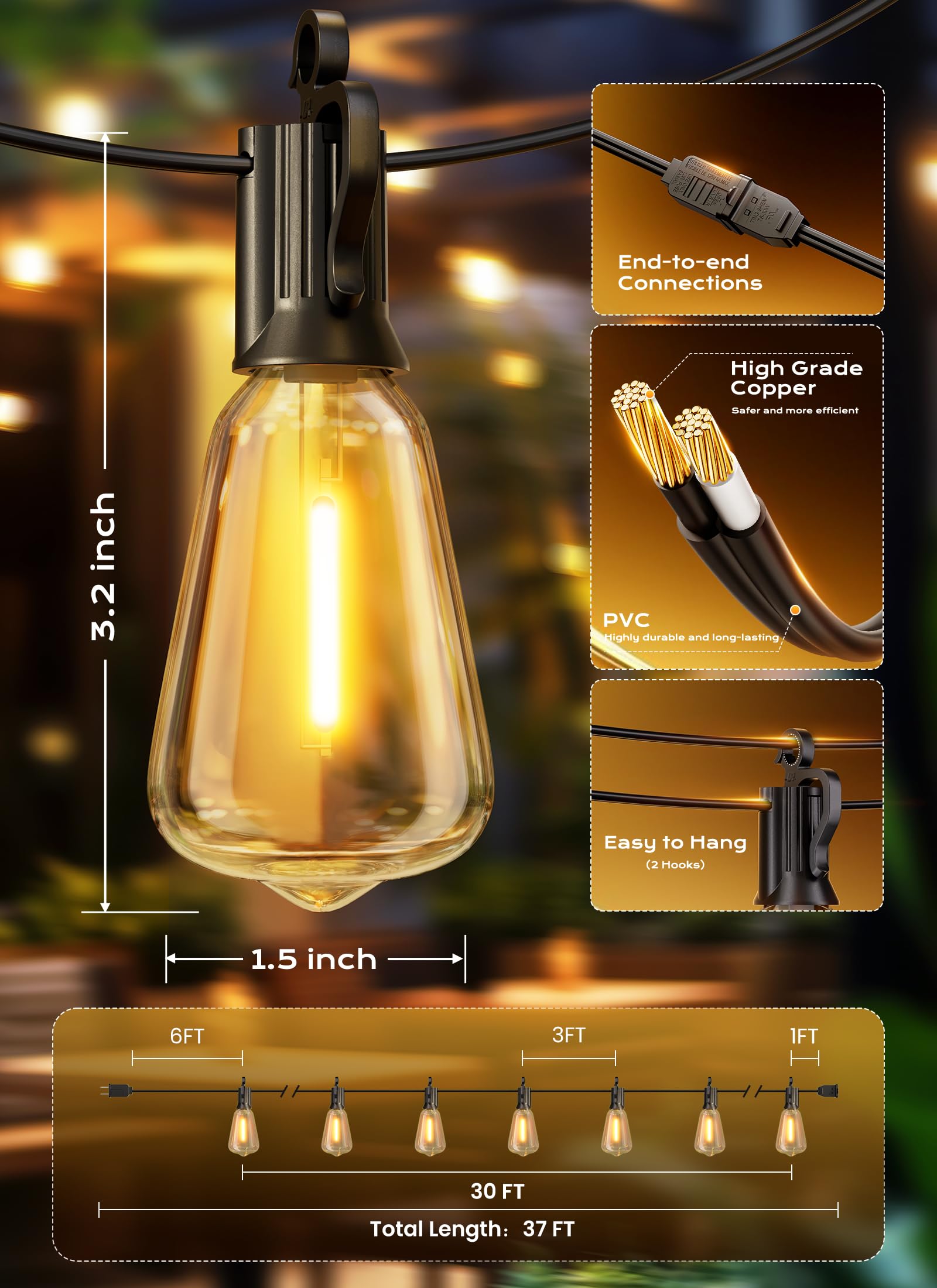 Brightown warm ambient lighting creates inviting outdoor spaces.