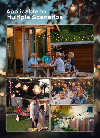 Brightown warm white bulbs offering soft glow for gardens and decks.