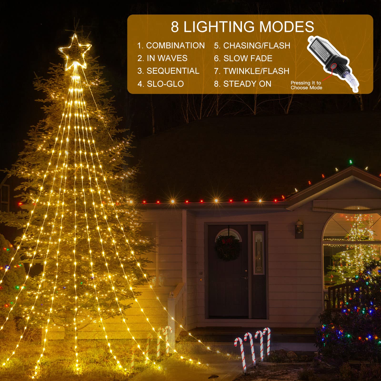 Brightown IP44 waterproof design suits yard and plaza decorations in any season.