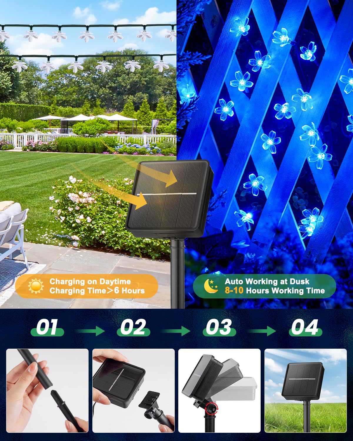 Brightown blue solar lights ideal for weddings and garden parties