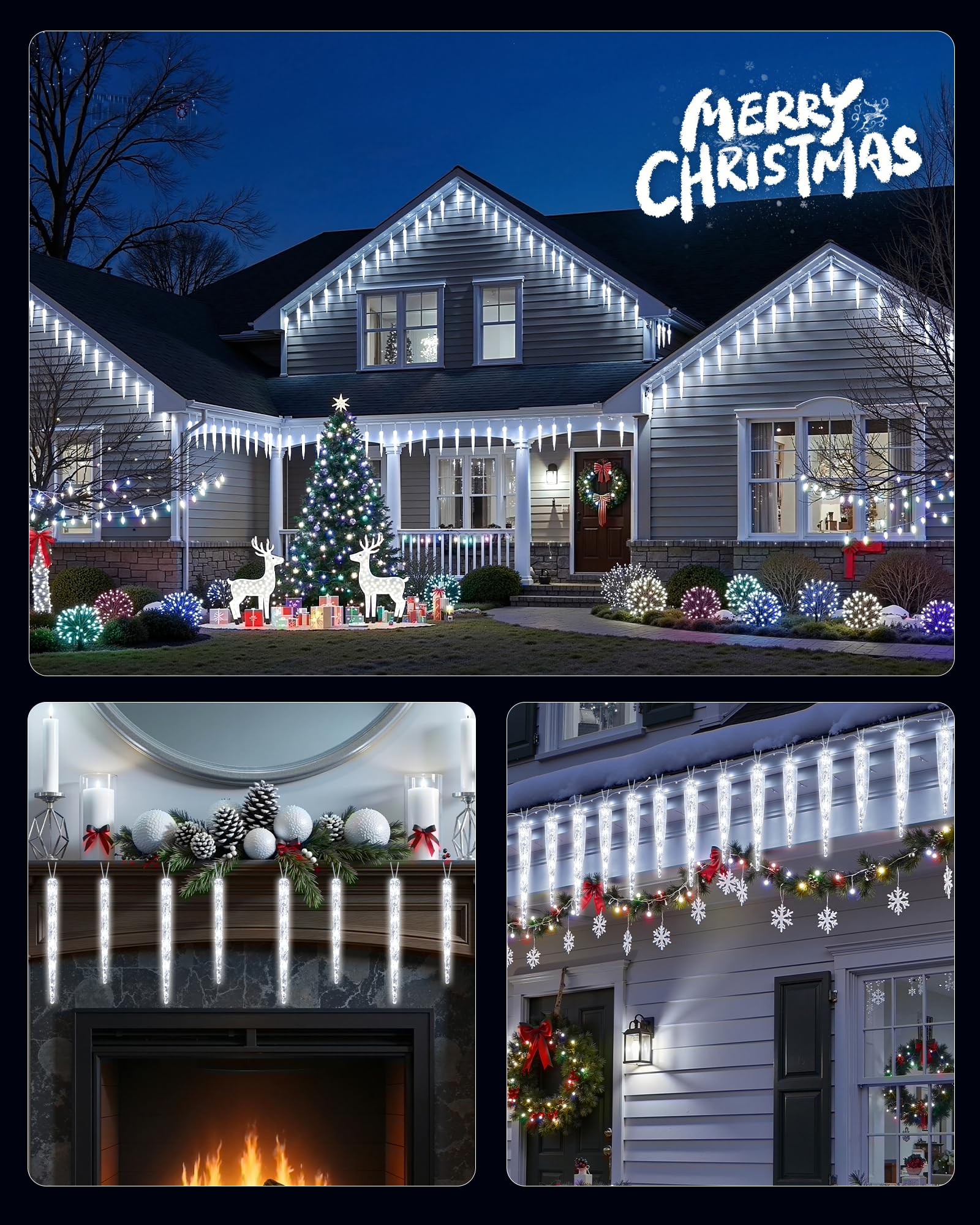 Brightown winter wonderland icicle lights create magical ambience for homes